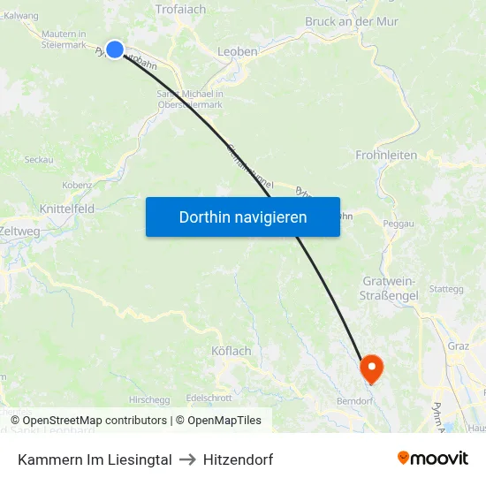 Kammern Im Liesingtal to Hitzendorf map