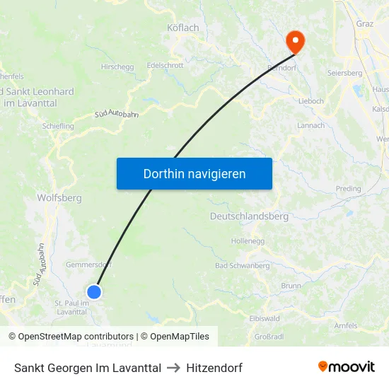 Sankt Georgen Im Lavanttal to Hitzendorf map