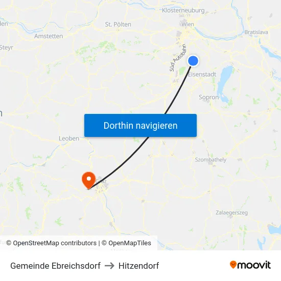 Gemeinde Ebreichsdorf to Hitzendorf map
