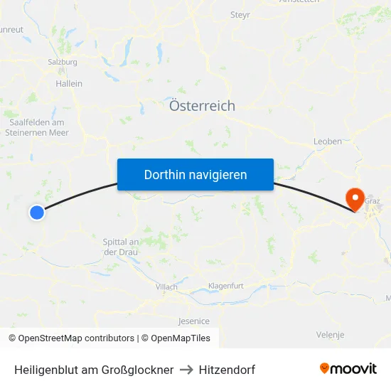 Heiligenblut am Großglockner to Hitzendorf map