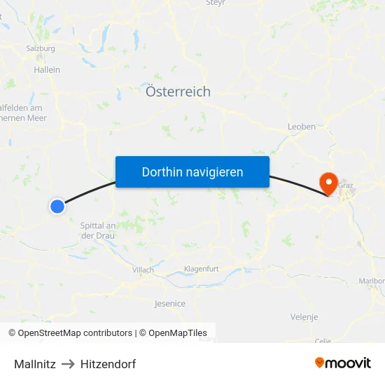 Mallnitz to Hitzendorf map