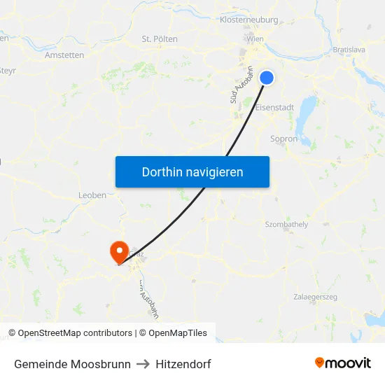 Gemeinde Moosbrunn to Hitzendorf map