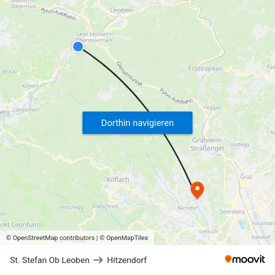 St. Stefan Ob Leoben to Hitzendorf map