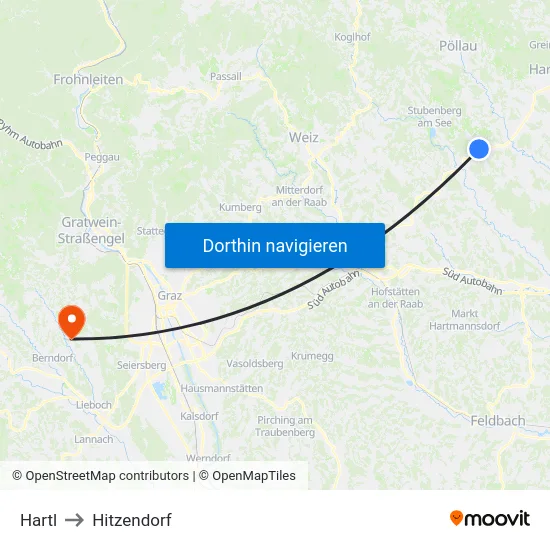 Hartl to Hitzendorf map