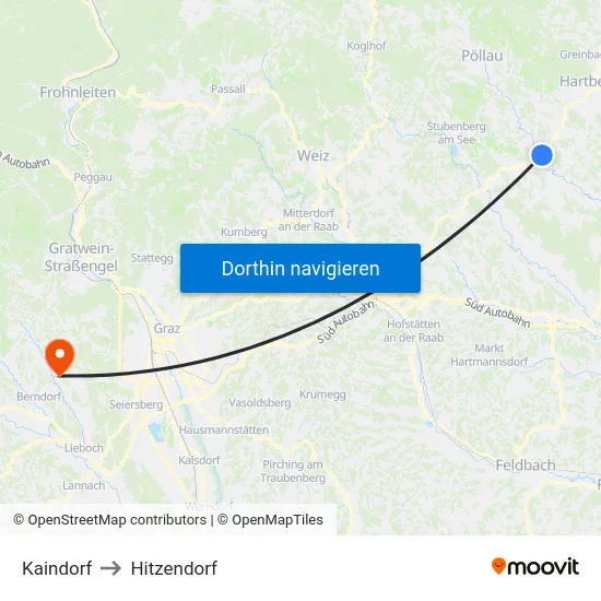 Kaindorf to Hitzendorf map