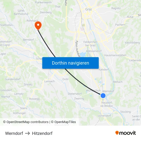 Werndorf to Hitzendorf map