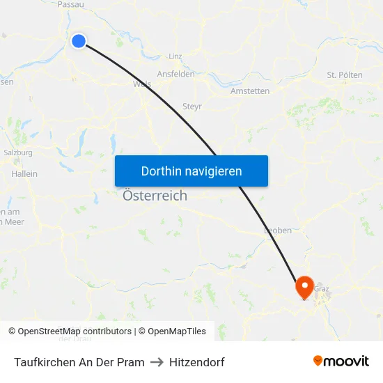 Taufkirchen An Der Pram to Hitzendorf map