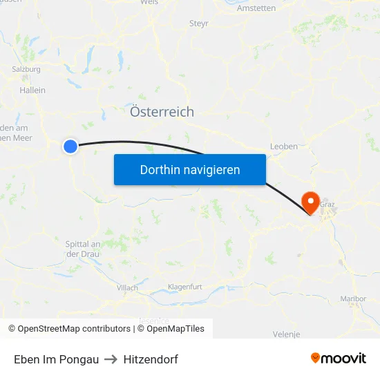 Eben Im Pongau to Hitzendorf map