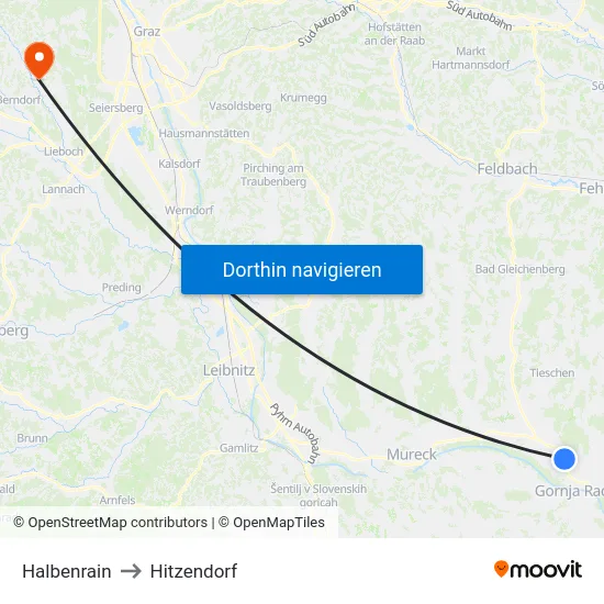 Halbenrain to Hitzendorf map