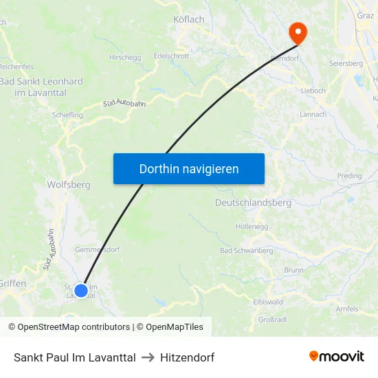 Sankt Paul Im Lavanttal to Hitzendorf map