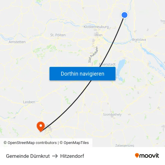 Gemeinde Dürnkrut to Hitzendorf map