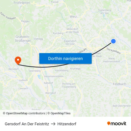 Gersdorf An Der Feistritz to Hitzendorf map