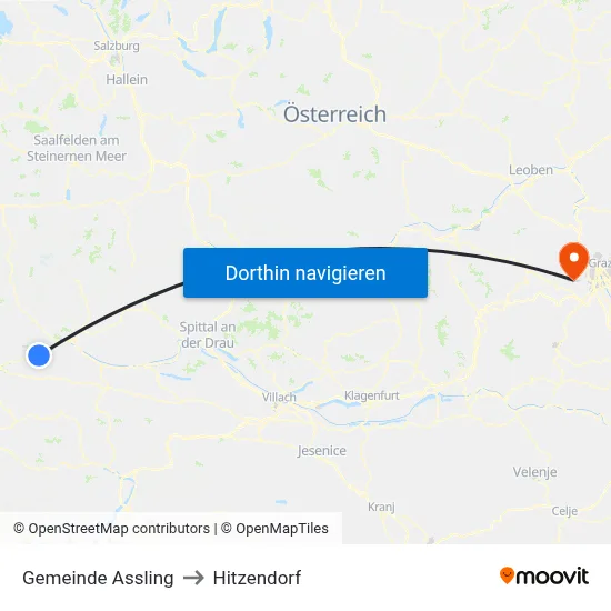Gemeinde Assling to Hitzendorf map