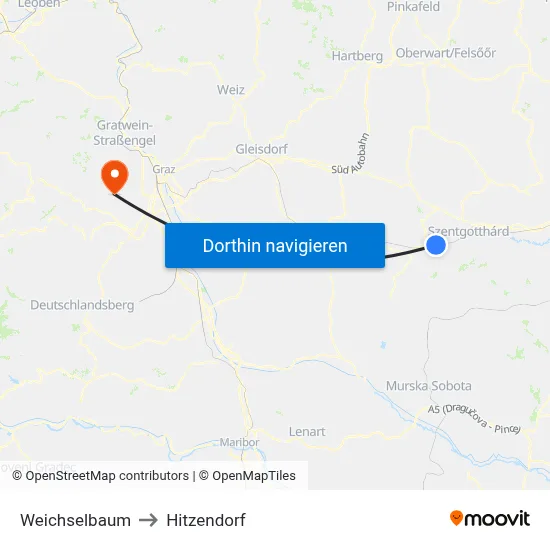 Weichselbaum to Hitzendorf map