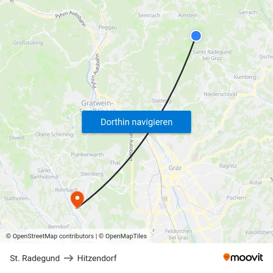 St. Radegund to Hitzendorf map