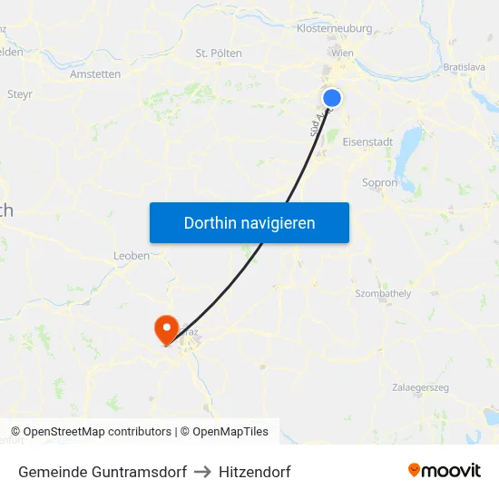 Gemeinde Guntramsdorf to Hitzendorf map