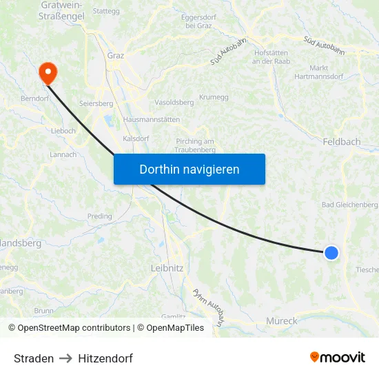Straden to Hitzendorf map