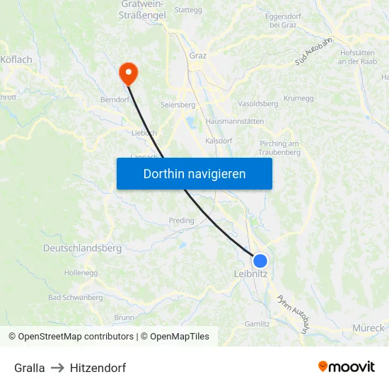 Gralla to Hitzendorf map