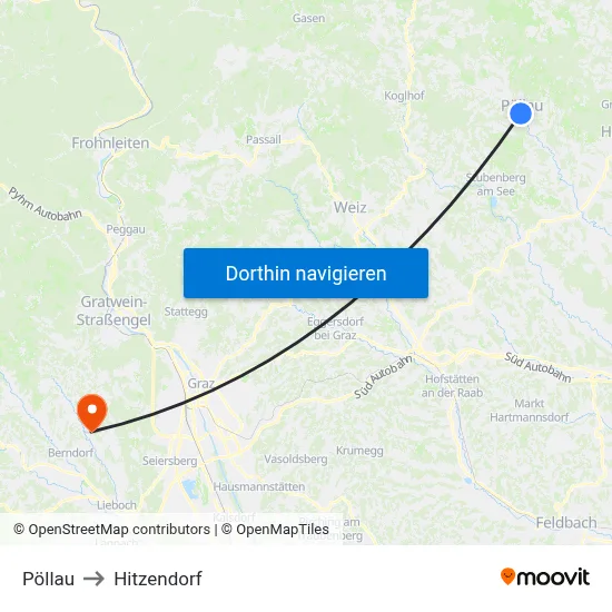Pöllau to Hitzendorf map