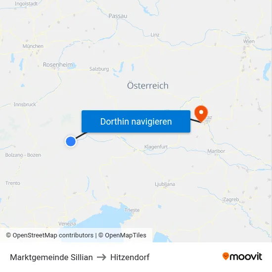 Marktgemeinde Sillian to Hitzendorf map