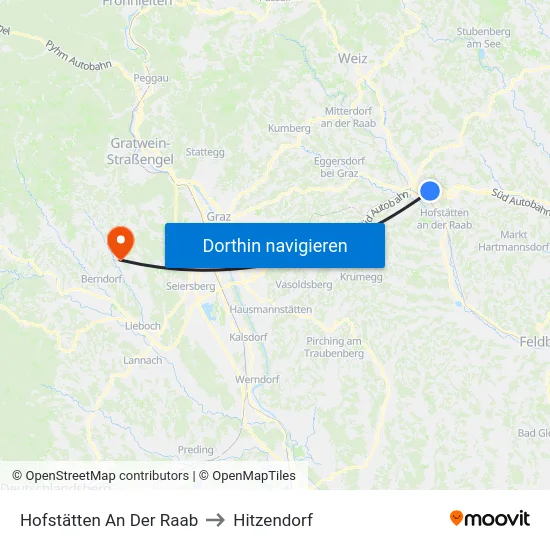 Hofstätten An Der Raab to Hitzendorf map
