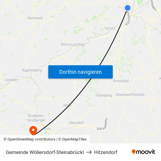 Gemeinde Wöllersdorf-Steinabrückl to Hitzendorf map
