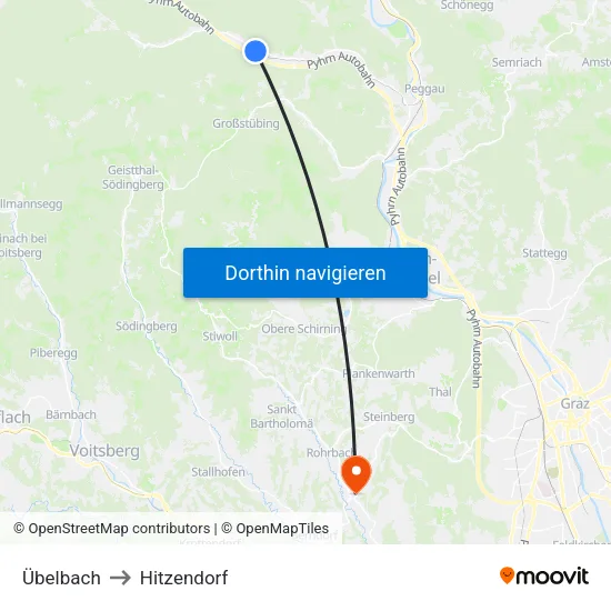 Übelbach to Hitzendorf map