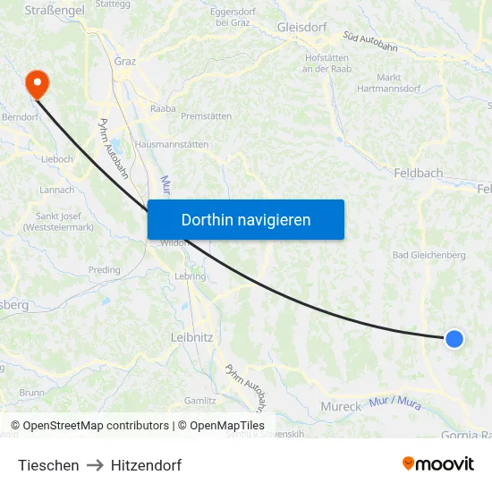 Tieschen to Hitzendorf map
