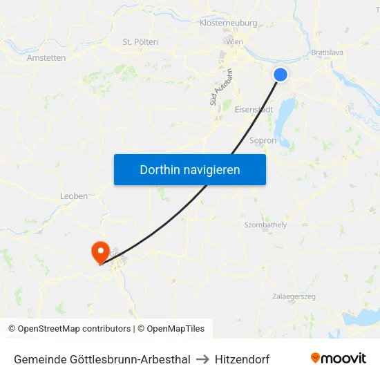Gemeinde Göttlesbrunn-Arbesthal to Hitzendorf map