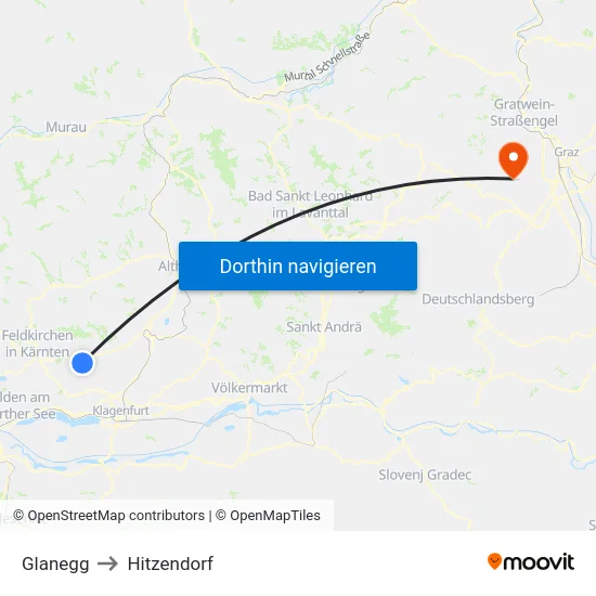 Glanegg to Hitzendorf map