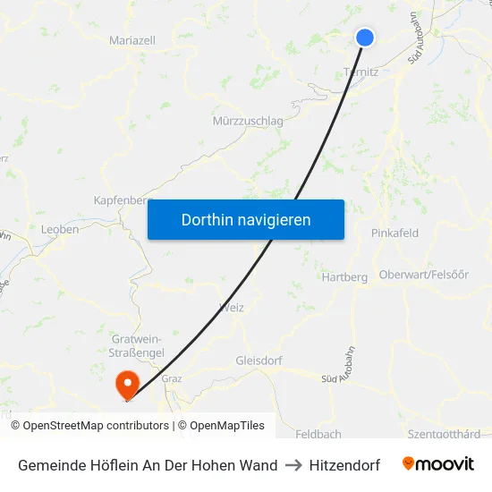 Gemeinde Höflein An Der Hohen Wand to Hitzendorf map