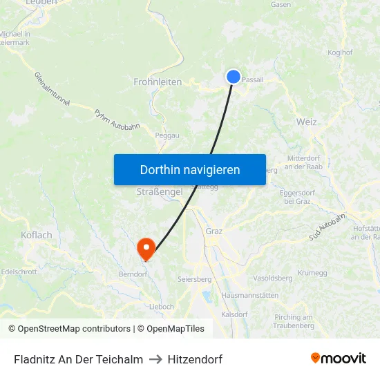 Fladnitz An Der Teichalm to Hitzendorf map