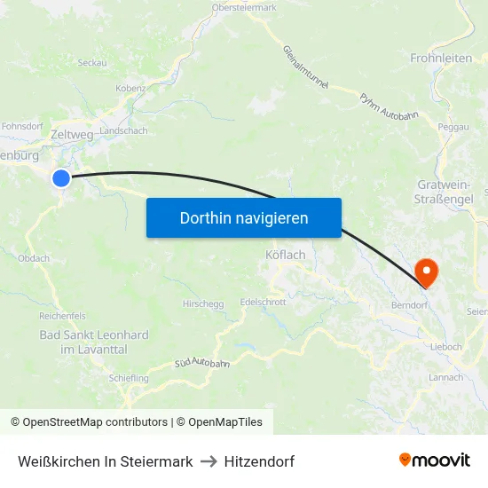 Weißkirchen In Steiermark to Hitzendorf map