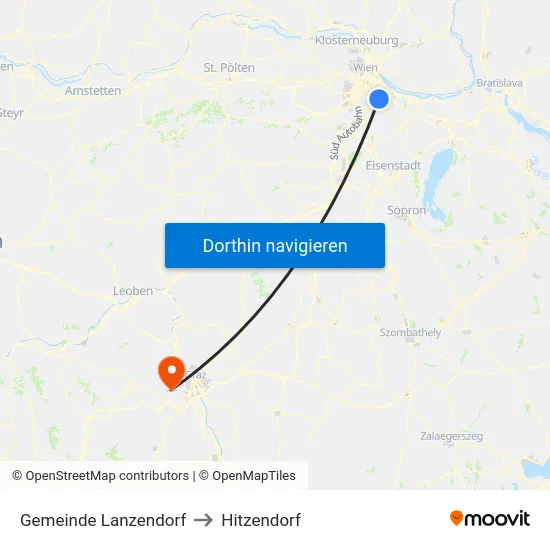 Gemeinde Lanzendorf to Hitzendorf map