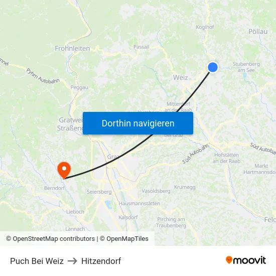 Puch Bei Weiz to Hitzendorf map