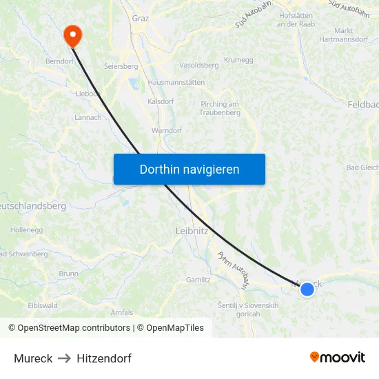 Mureck to Hitzendorf map