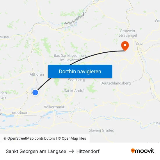 Sankt Georgen am Längsee to Hitzendorf map