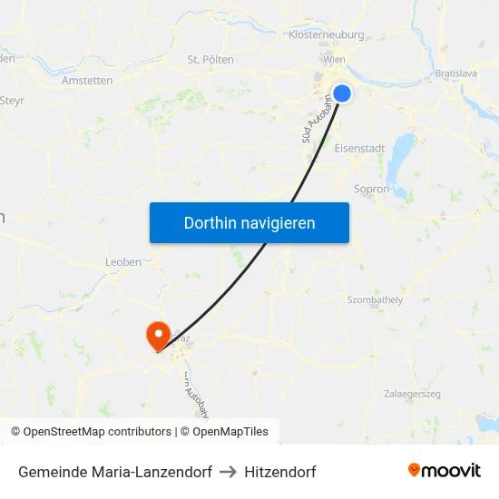 Gemeinde Maria-Lanzendorf to Hitzendorf map