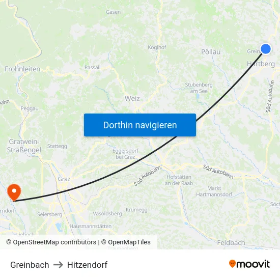 Greinbach to Hitzendorf map