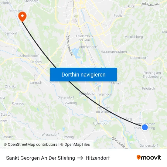 Sankt Georgen An Der Stiefing to Hitzendorf map