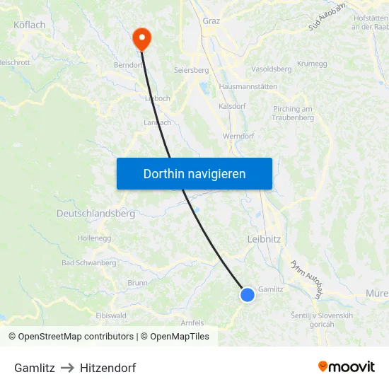 Gamlitz to Hitzendorf map