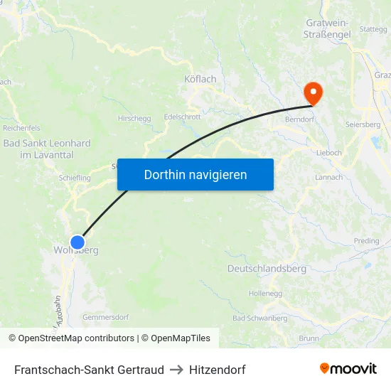Frantschach-Sankt Gertraud to Hitzendorf map