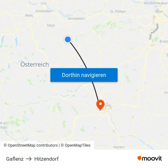 Gaflenz to Hitzendorf map
