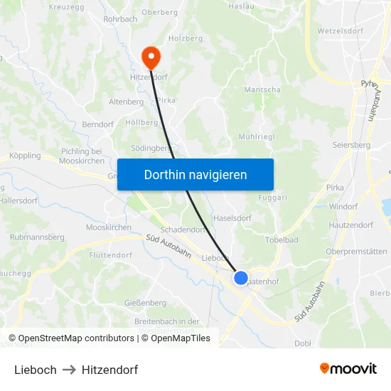 Lieboch to Hitzendorf map