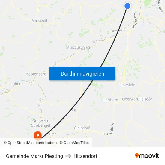 Gemeinde Markt Piesting to Hitzendorf map
