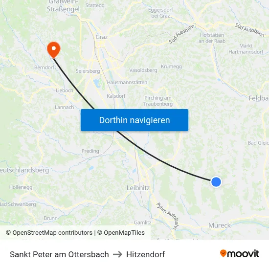 Sankt Peter am Ottersbach to Hitzendorf map
