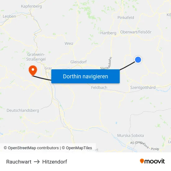 Rauchwart to Hitzendorf map
