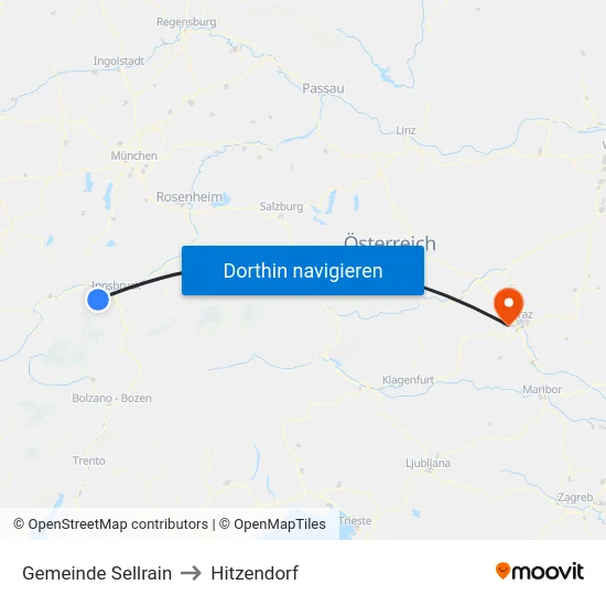 Gemeinde Sellrain to Hitzendorf map