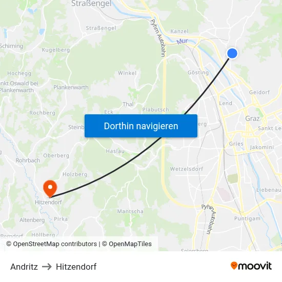 Andritz to Hitzendorf map