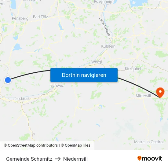 Gemeinde Scharnitz to Niedernsill map